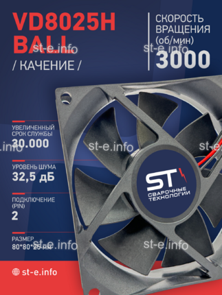 Вентилятор  VD8025H Ball (качения) 12V - st-e.info - Казань