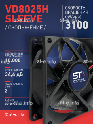 Вентилятор VD8025H sleeve (скольжение) 24V - st-e.info - Казань