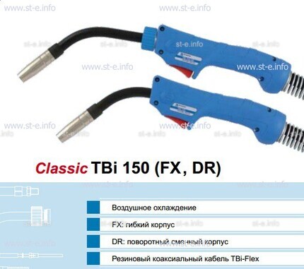 Горелка для полуавтоматической сварки TBi 150-blue-ESG, длина 3 метра - st-e.info - Казань